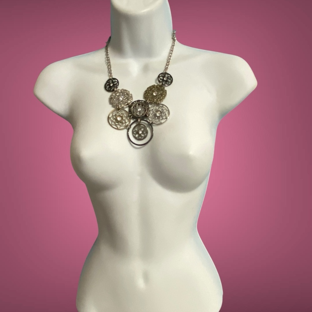PREMIERE DESIGNS Necklace Social Circle Tri-Tone Necklace Rhinestone Accents